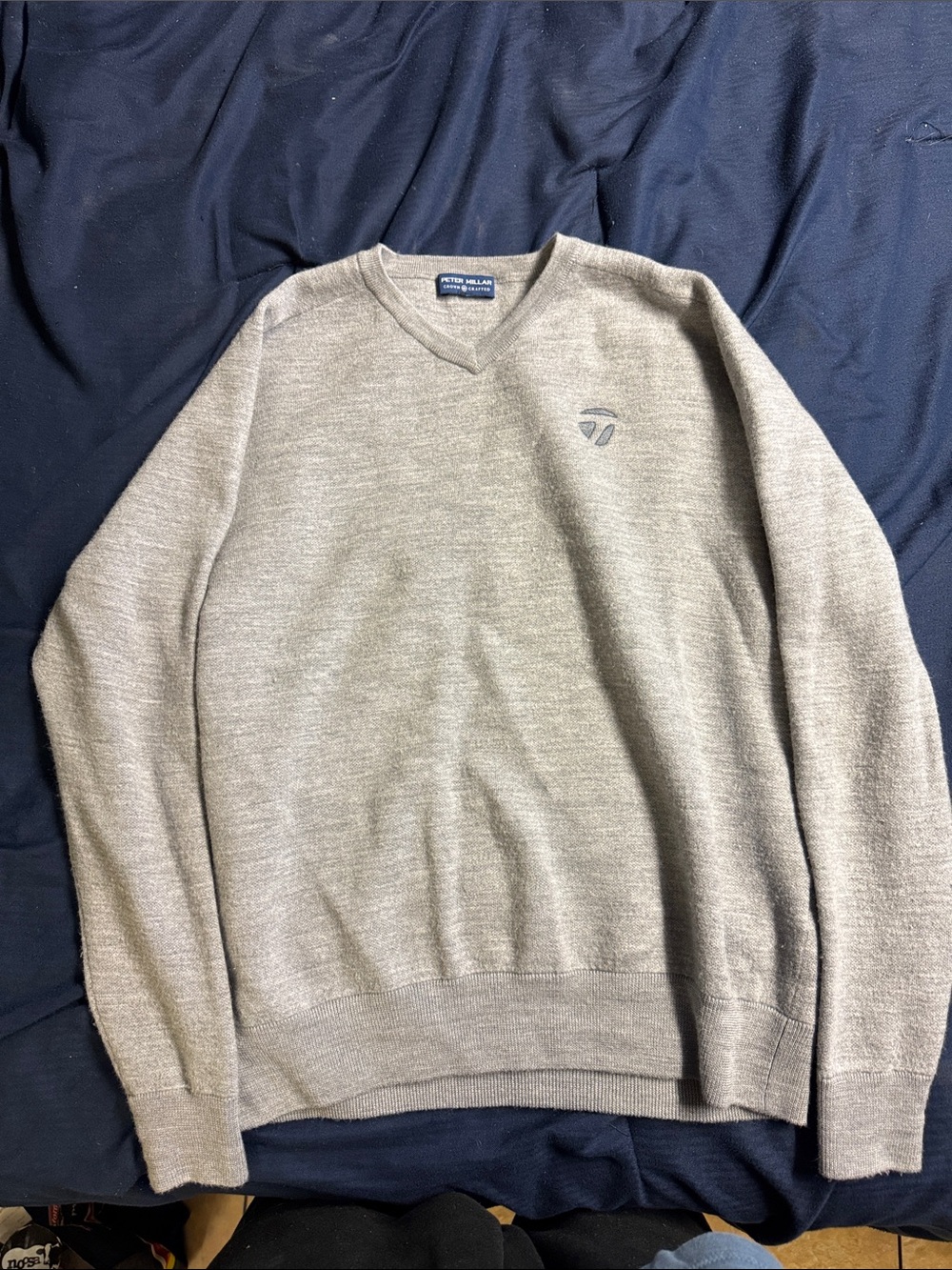 Peter Millar Men's V-Neck Sweater in Light Gray